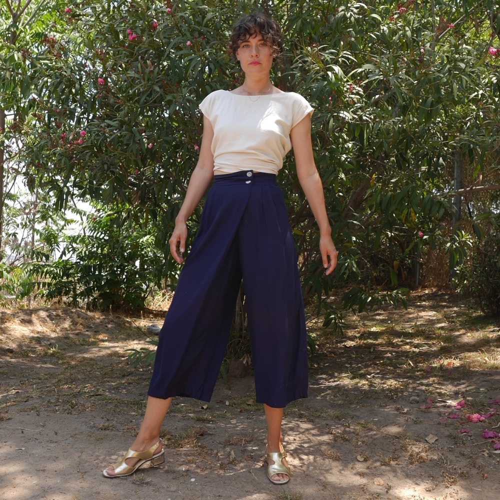 Navy Wide Leg Pants